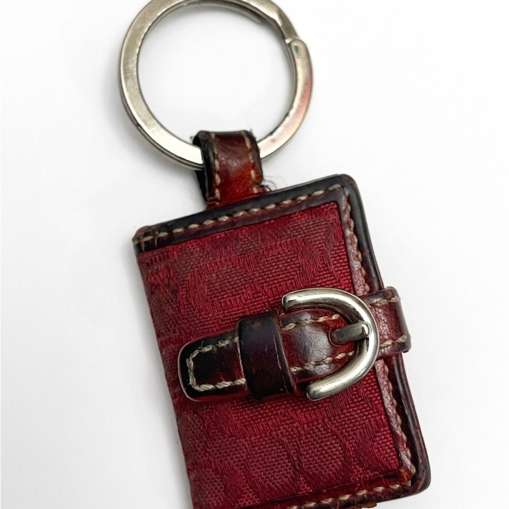 Vintage Coach Signature Red Jacquard Photo Frame Keychain